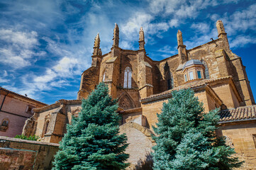 The cathedral of Huesca, built in the Gothic style, was begun at the end of the 13th century and...