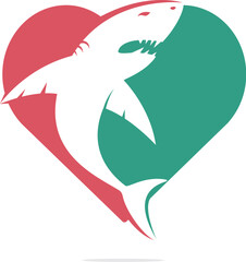 Shark love vector logo design. 