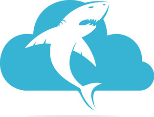 Shark and cloud vector logo design.