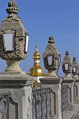 Fototapeta na wymiar Domes of the Pochaev Lavra churches in Ukraine.