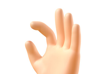 Cartoon hand holding something. Isolated background, png