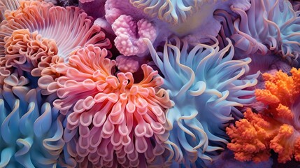 Obraz na płótnie Canvas close up of soft colorful coral