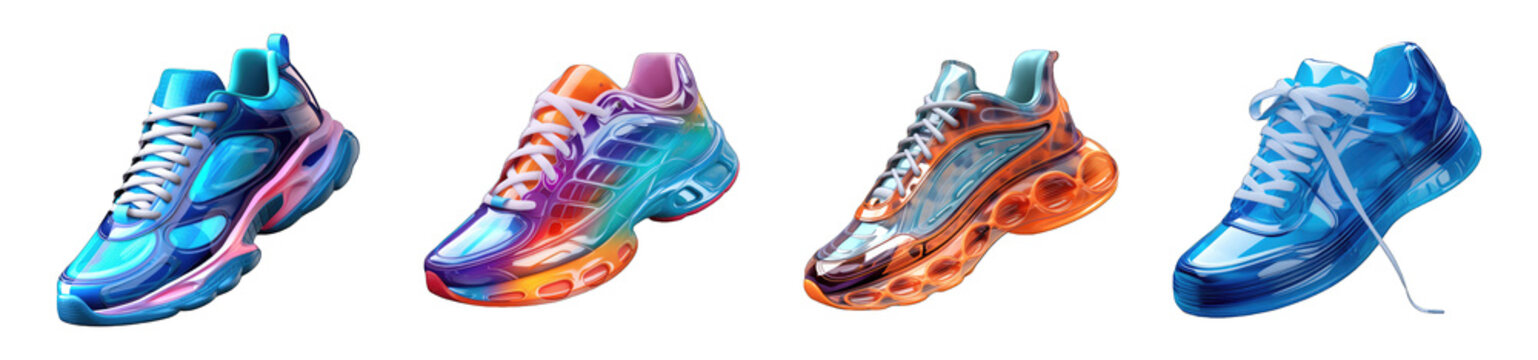 colorful sports shoe pair design on transparent background