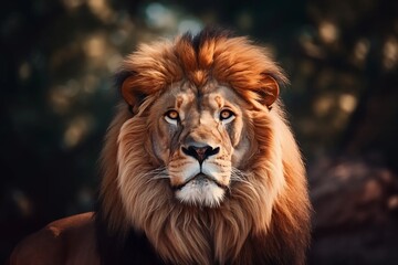 Naklejka premium Сlose up portrait of lion