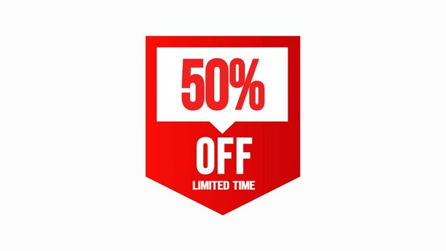 Sale 50% off animation banner, Simple animation label banner promotion sale, sale sign on red