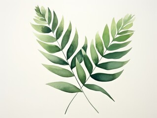 Fototapeta na wymiar Watercolor green leaves on a white background. illustration for your design Generative AI