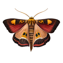 realistic red gold moth
