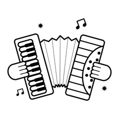 Accordion icon. Accordion with musical note decoration