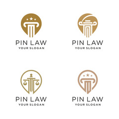 Law firm logo vector design illustration with modern pin concept and creative idea