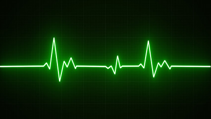Naklejka premium Emergency ekg monitoring. Blue glowing neon heart pulse. Heartbeat. Electrocardiogram 