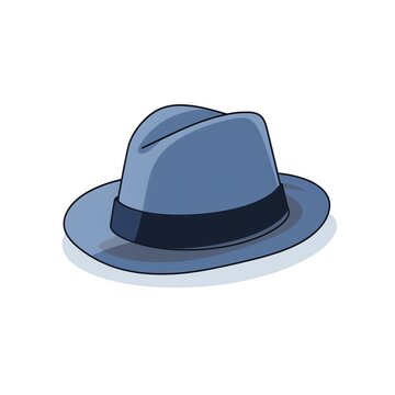a blue hat with a black band