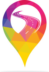 Pin Road Location logo design. Transport app logo design concept.