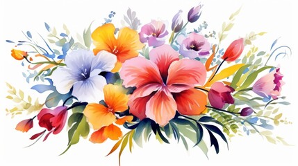 Fototapeta na wymiar Beautiful bouquet of colorful flowers. illustration for your design Generative AI