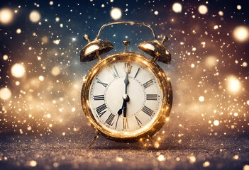 Fototapeta na wymiar New year celebration background with beautiful clock