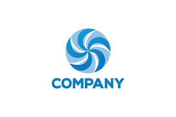 Creative logo design depicting a blue colored air conditioning fan or HVAC. 
