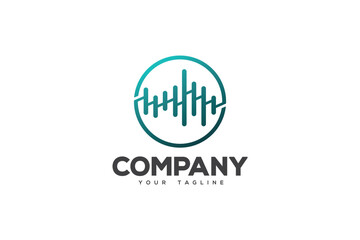 Creative logo design depicting a abstract interpretation of a sound wave. 