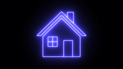 Outline neon house icon. Glowing neon home, house mortgage pictogram. Real estate insurance, investment, apartment.
