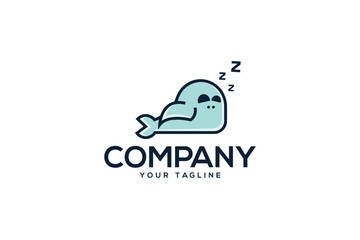Creative logo design depicting a sleeping seal.