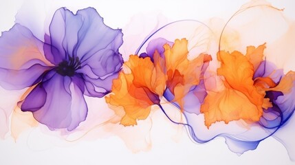Abstract watercolor background with iris flowers. Hand-drawn illustration. Generative AI