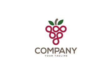 Creative logo design depicting a grape shaped like infinity symbols.  - obrazy, fototapety, plakaty