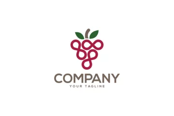 Fotobehang Creative logo design depicting a grape shaped like infinity symbols.  © SameGuy13
