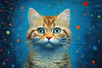 background blue space c Cute pet adorable animal portrait copy felino domestic young looking happy furry purebred pretty beautiful face hair fluffy white kitten funny sweet banner expression baby