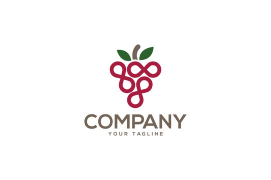 Creative logo design depicting a grape shaped like infinity symbols. 