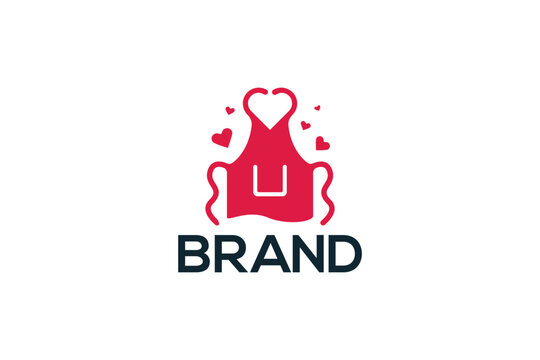 Creative logo design depicting a appron with hearts around it. 