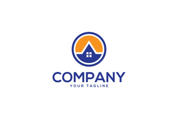 Creative logo design depicting a house in a circle. Logo suited for the real estate and building industry. 