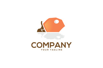 Creative logo design depicting a sinking boat with the sails shaped like a price tag. 