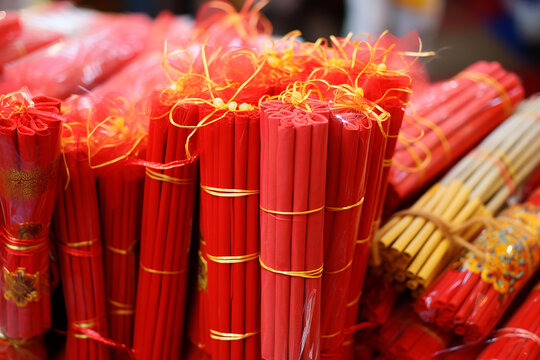 Assorted firecracker in chinese new year, lunar day. assorted chinese new year decorations