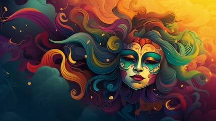 Carnaval Mardi Gras celebration Wallpaper illustration. Perfect for carnival, Mardi Gras, party, celebration, and theme-related concepts. Carnival background.