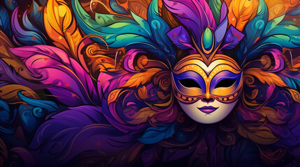Carnaval Mardi Gras celebration Wallpaper illustration. Perfect for carnival, Mardi Gras, party, celebration, and theme-related concepts. Carnival background.