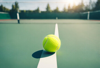 Beautiful tennis ball on the court