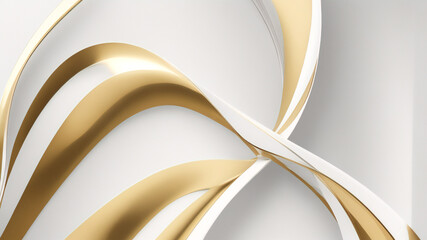 Moderner abstrakter Hintergrund in Weiß und Gold. Abstrakte geometrische Form, Weißgold-Hintergrund mit 3D-Licht- und Schattenschichten für Präsentationsdesign.