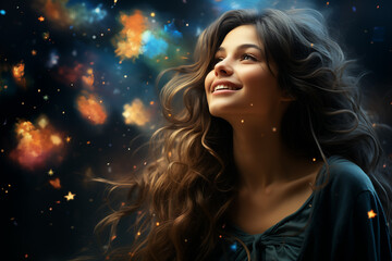 Daydreaming Woman Thinking Positive and in Love, A Tapestry of Affectionate Dreams Woven with Threads of Optimism