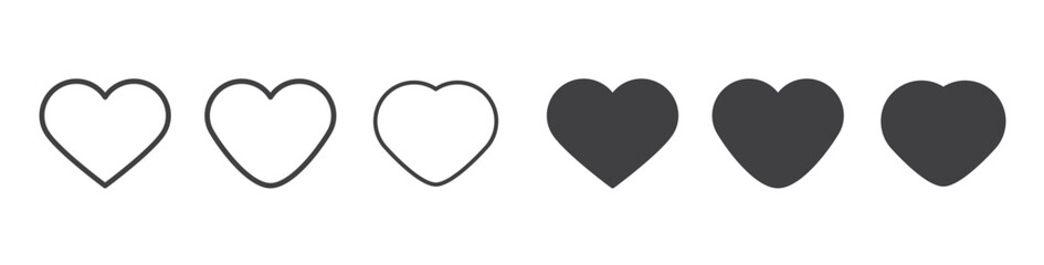 Collection of heart vector illustrations, Love symbol icon set, Symbol of love, Heart icon transparent background.
