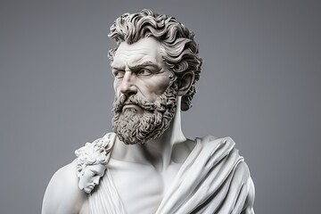 Abstract ancient roman, greek stoic person, marble, stone sculpture, bust, statue. Modern stoicism. Great for fitness or stoic quotes.
