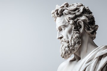 Fototapeta na wymiar Abstract ancient roman, greek stoic person, marble, stone sculpture, bust, statue. Modern stoicism. Great for fitness or stoic quotes.