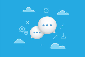 Simple business conceptual illustration that represents correspondence and brainstorming in idea realization. Vector illustration.