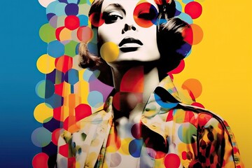  style art pop Contemporary styling colors vivid girl modern young portrait collage abstract Artistic composition colours ai optimistic beauty lady background pastel female layout woman design
