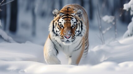 Fototapeta na wymiar Generative AI image of siberian tiger in snow
