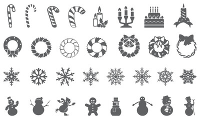 set of icons for christmas - obrazy, fototapety, plakaty