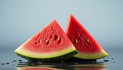 Fresh watermelon slice, a sweet and juicy snack generated by AI