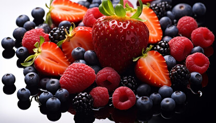 Freshness and sweetness in a bowl of berries generated by AI