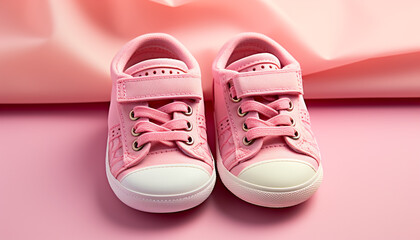 New pink sports shoe for baby, small and cute generated by AI