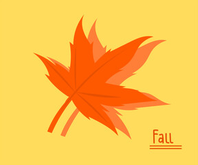 graphic illustration of a maple leaf with a yellow background, this vector is good for covers, banners, logos, icons