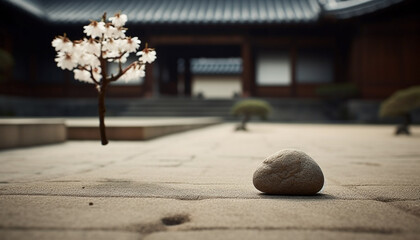 Harmony in Japanese architecture Stone, wood, and nature spirituality generated by AI