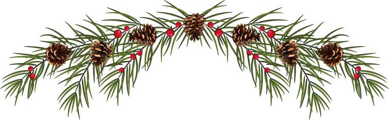 pine garland. Christmas and New Year. naturalness and environmental friendliness. on transparent, png. illustration