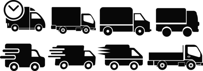 Foto op Canvas delivery truck icon in flat style set. isolated on transparent background. design use for Fast moving shipping delivery truck art vector for transportation symbol apps and websites © Aasia